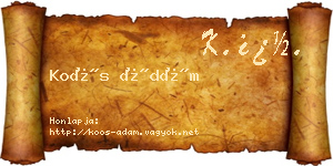 Koós Ádám névjegykártya