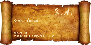 Koós Ádám névjegykártya